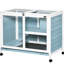 Blue Lapin à roulettes - Étanche, enceinte compacte bleu bois, avec roulettes, bureau et table d'appoint