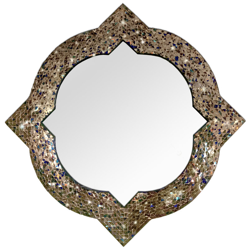Aari Mosaic Tiles Wall Mirror, Gold/Green