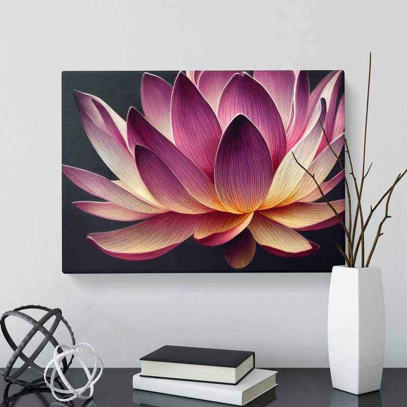Heavenly Lotus Flower - Wrapped Canvas, 35cm H x 50cm W x 3cm D