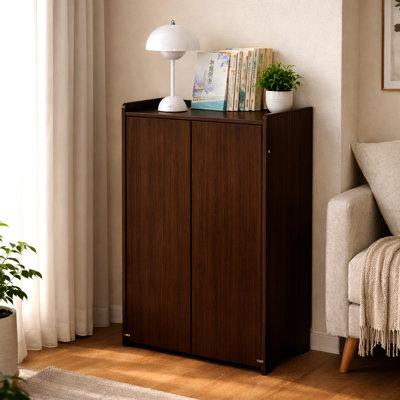 Bureau d'ordinateur pliable en bambou avec armoire de rangement cachée et prises de courant