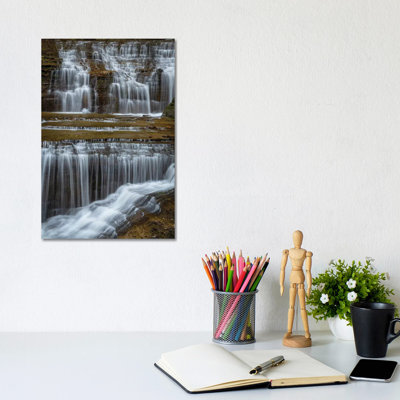 USA, New York, Watkins Glen. Waterfall Cascade Over Rock. by Jaynes Gallery - Wrapped Canvas Print