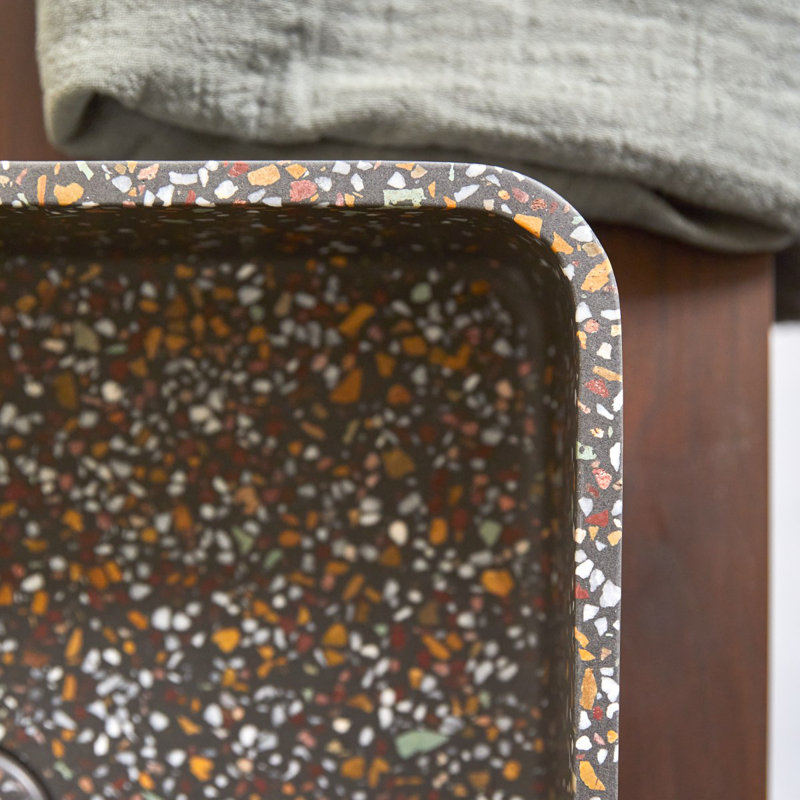 Thais Square Black Terrazzo Bathroom Sink, Confetti