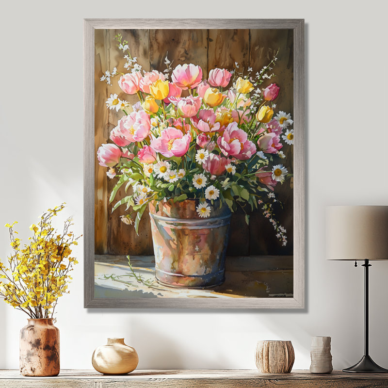 Chappel - reproduction d'art sur toile florale, H 20 po x l 12 po, Picture Framed, Argent argent