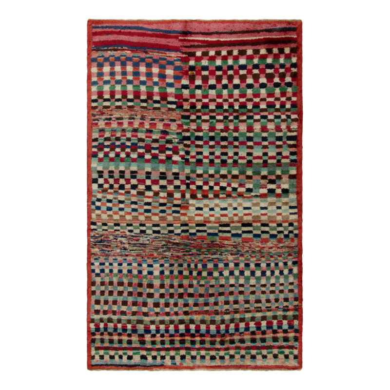 Pasha Wool Area Rug in Red/Pink/Green/Blue