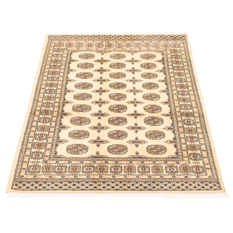 Tapis unique en laine noué à la main Bokhara 4 pi 8 po x 6 pi 10 po Peshawar