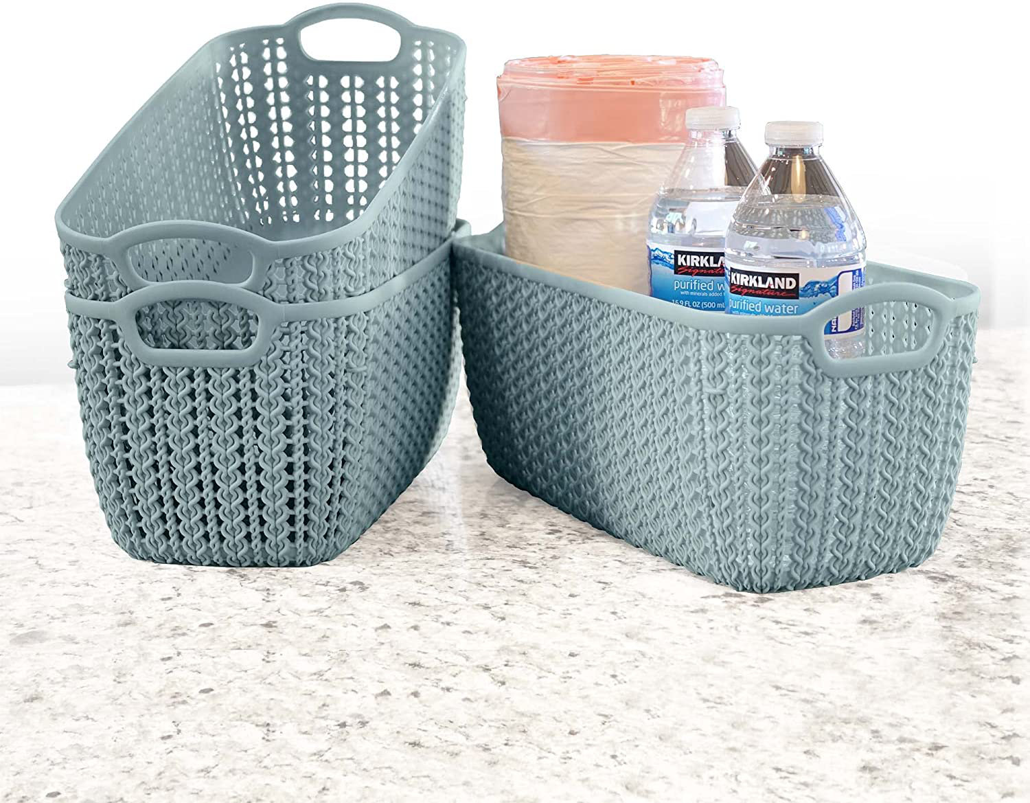 Bendi-Bins with Handles, Flexible Plastic Storage Baskets, 13in x 10in