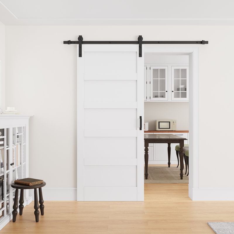 Porte de grange coulissante en bois 36 po x 84 po avec surface en PVC, toute la quincaillerie d'installation est incluse