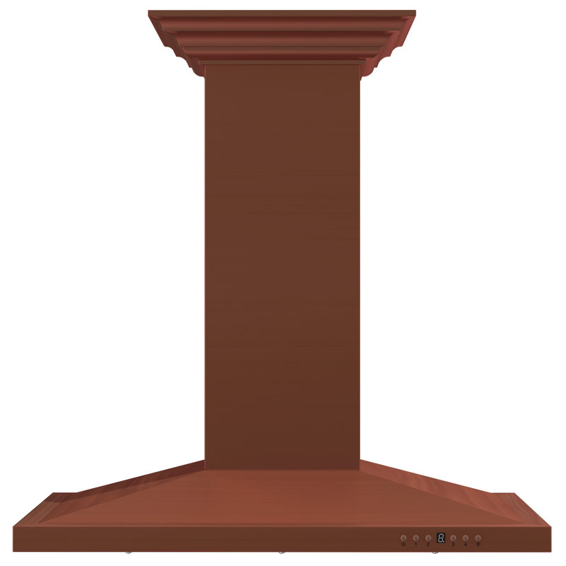 30" 400 CFM Ducted Island Range Hood, Hand-Hammered Copper, 36"