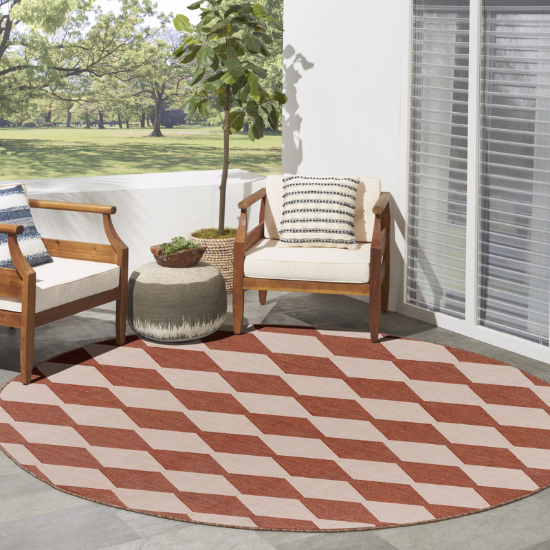 Positano Indoor / Outdoor Rug, Round 8', Orange