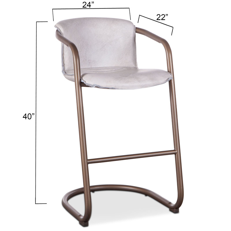 Chiavari Upholstered with Metal Frame, Vintage White Leather/ Oil Rubbed Bronze Frame, Bar Stool (29" Seat Height)