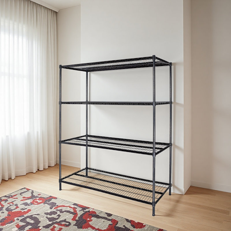 Étagères de rangement robustes en métal avec roulettes l 55,5 po x P 24 po x H 80 po, 4 niveaux réglables, capacité de 2400 lb, étagère de garage, rangement industriel roulant