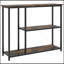 Console de 39 po, canapé moderne avec 2 tablettes de rangement, structure en acier, table d'entrée étroite pour le couloir, brun