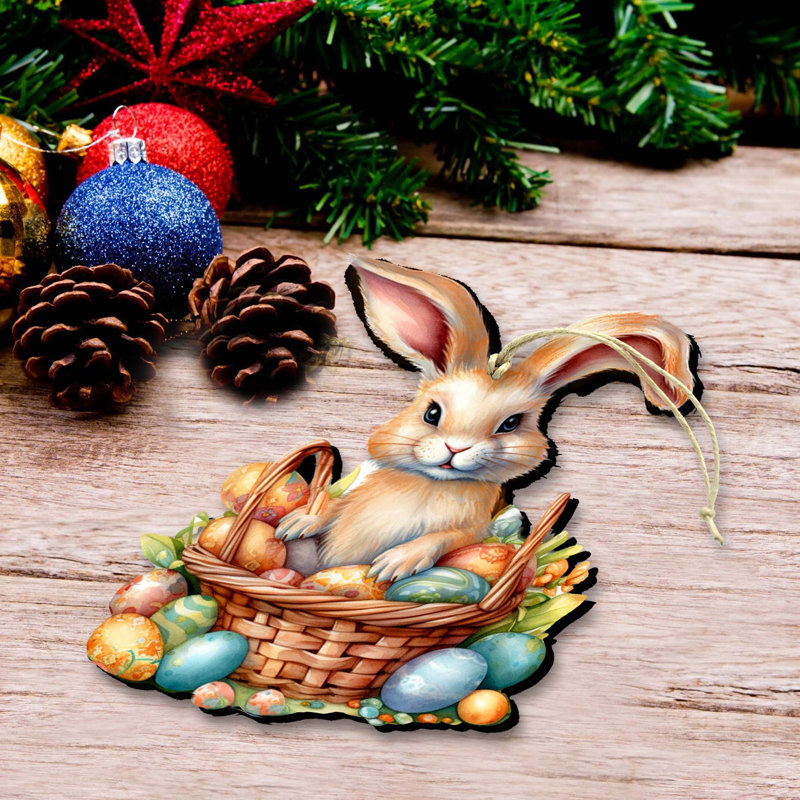 Easter Bunny Wooden Ornaments By G. Debrekht