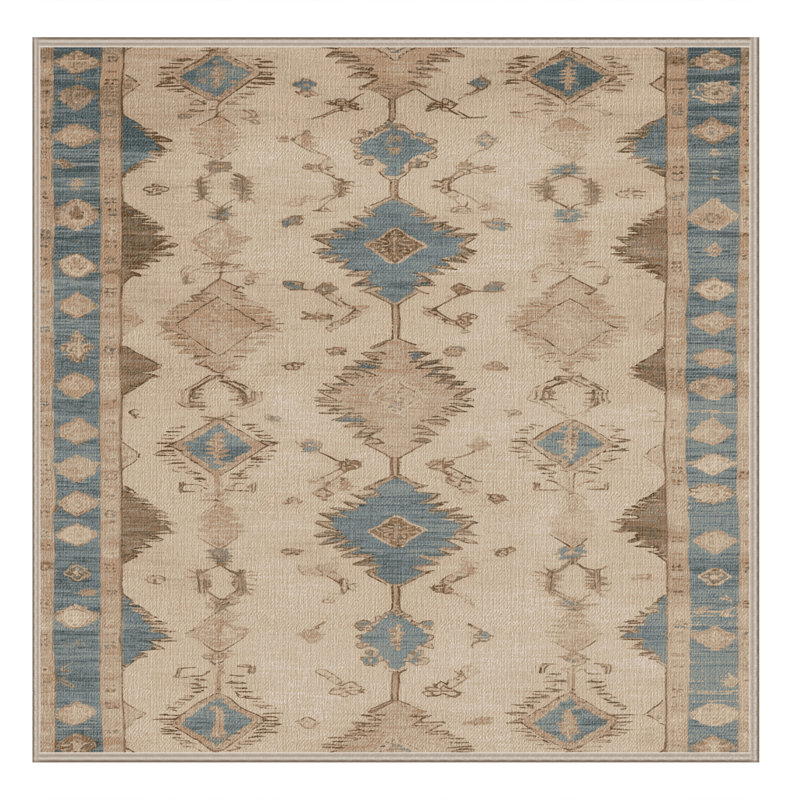 Tapis beige lavable à la machine Afyon, Carré 8 pi