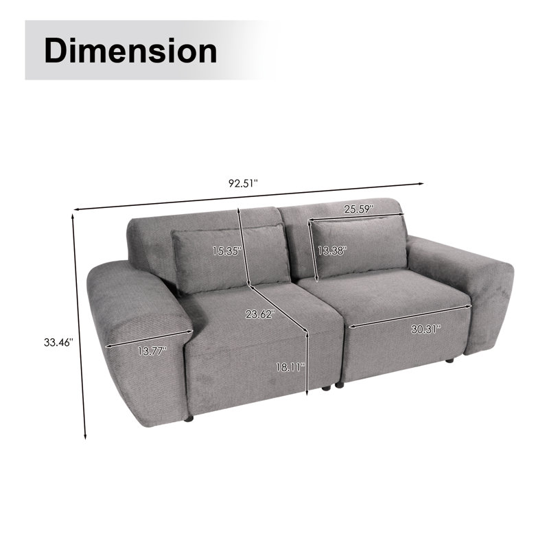 Canapé modulaire à assise profonde modulaire, Varnam, Gris