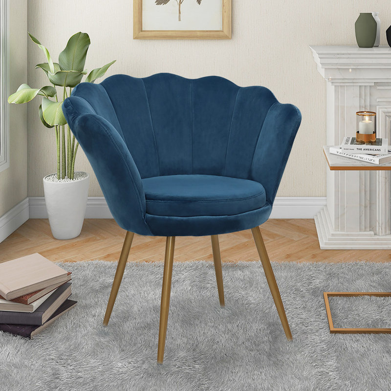 Lawler Velvet Barrel Chair, Navy
