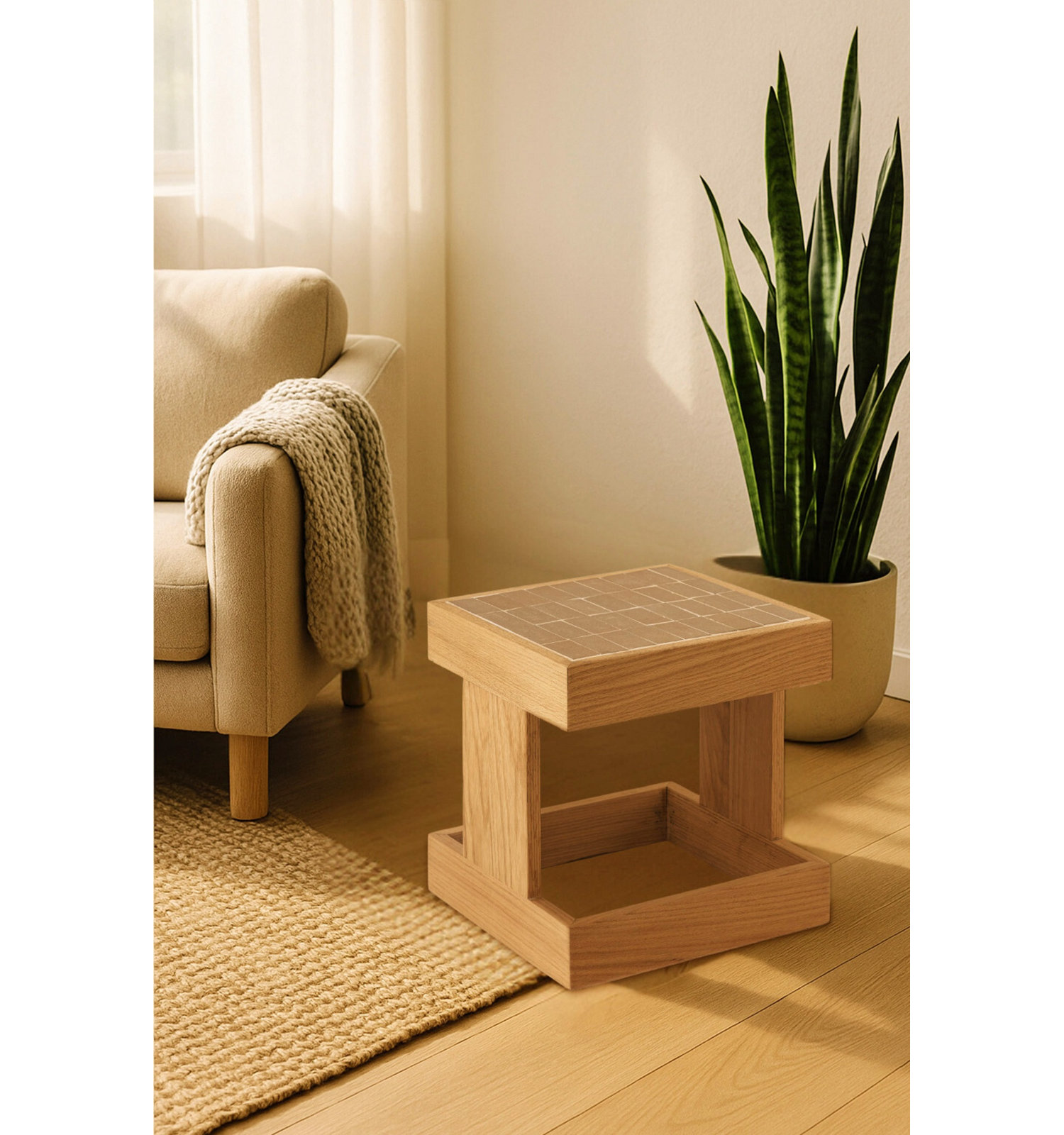 Paulding 15" Acacia End Table, Tan