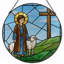 Panneau de vitrail 12 "H Jesus Sheep-1128247803