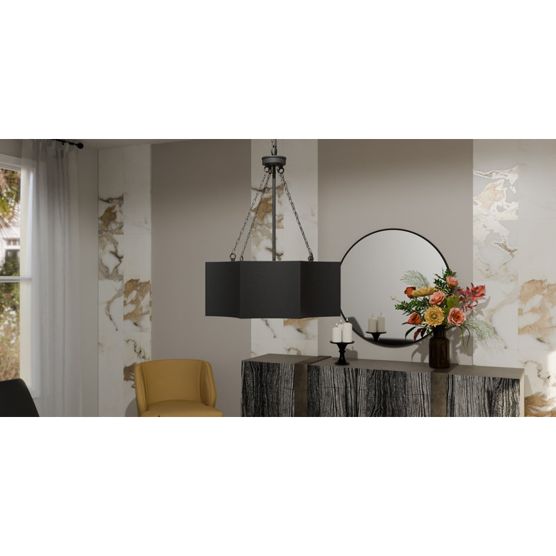 Luminaire suspendu noir mat 4 lumières Surrayah