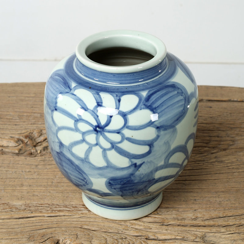 Approx.10" High Blue Vase with Sun Flower