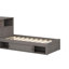 Lit simple d'angle en forme de L avec lit gigogne et rangement, lit plateforme 3 en 1 avec armoires et bureau, lumière DEL intégrée-426962527