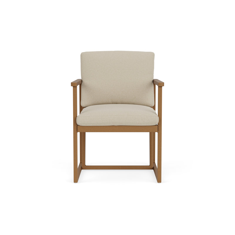 Summit Outdoor Dining Armchair, Pewter, Rumba Straw, Hickory