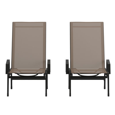Aubreeann All-Weather PVC-coated Polyester Adjustable Chaise Lounge Chairs with Arms