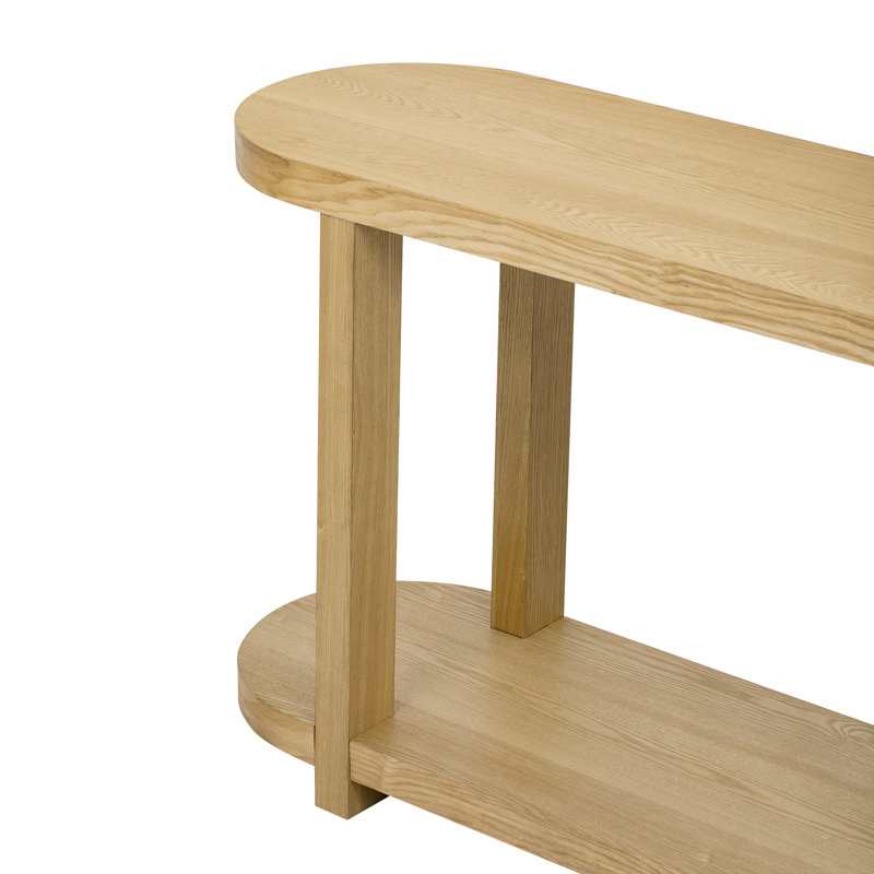 U_style modern minimalist ash veneer entryway table with streamlined desktop, perfect for study, hallway, and foyer