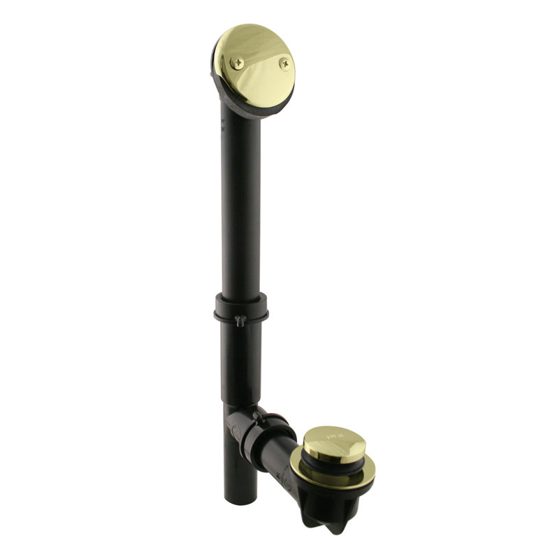 Ensemble de drain de baignoire 14 po en polypropylène noir avec trop-plein à 2 trous, Laiton poli
