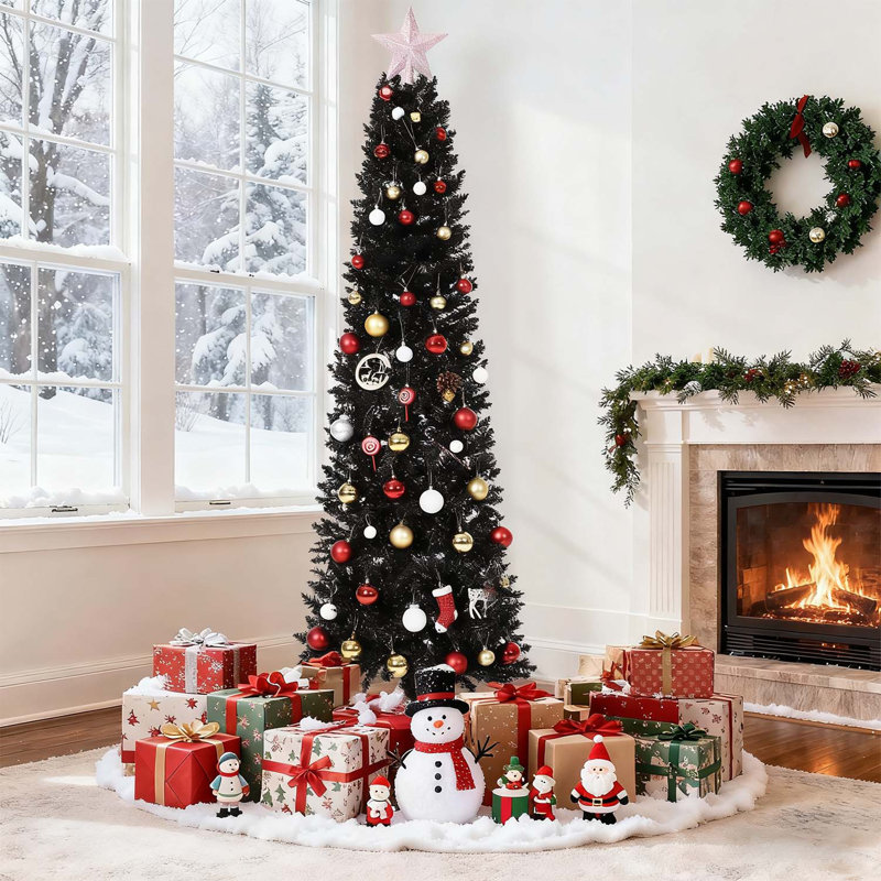 Arbre de Noël artificiel à charnière de 6 pi avec 571 pointes de branches et support en métal pour la décoration des fêtes à domicile