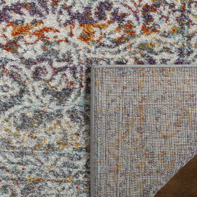 Felty Oriental Gray/Rust Area Rug, Rectangle 3' x 5'