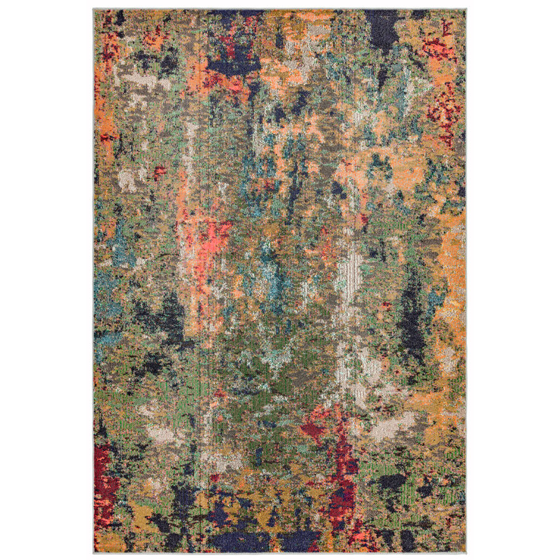 Priza Mottled Abstract Multicolour Polypropylene Area Rug - Contemporary Style Living & Dining Room, Rectangle 160 x 230 cm