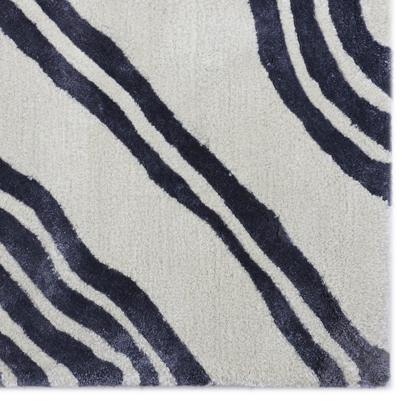 Dashing Away Abstract Area Rug in Ivory/Concrete Gray, Rectangle 5' x 8'