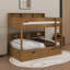 Lit superposé avec lit gigogne et tablettes de rangement intégrées, lit superposé en bois peu encombrant-1823852770-1823852780