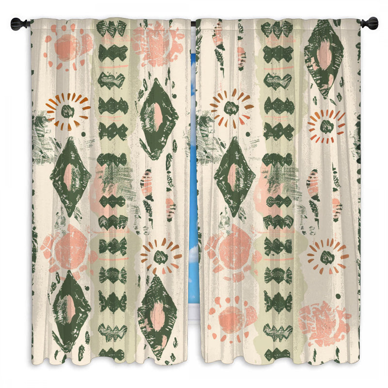 Rideaux de fenêtre à motif tribal abstrait obscurcissant et obscurcissant - 2 panneaux, 40 po x 60 po - 2 panneaux