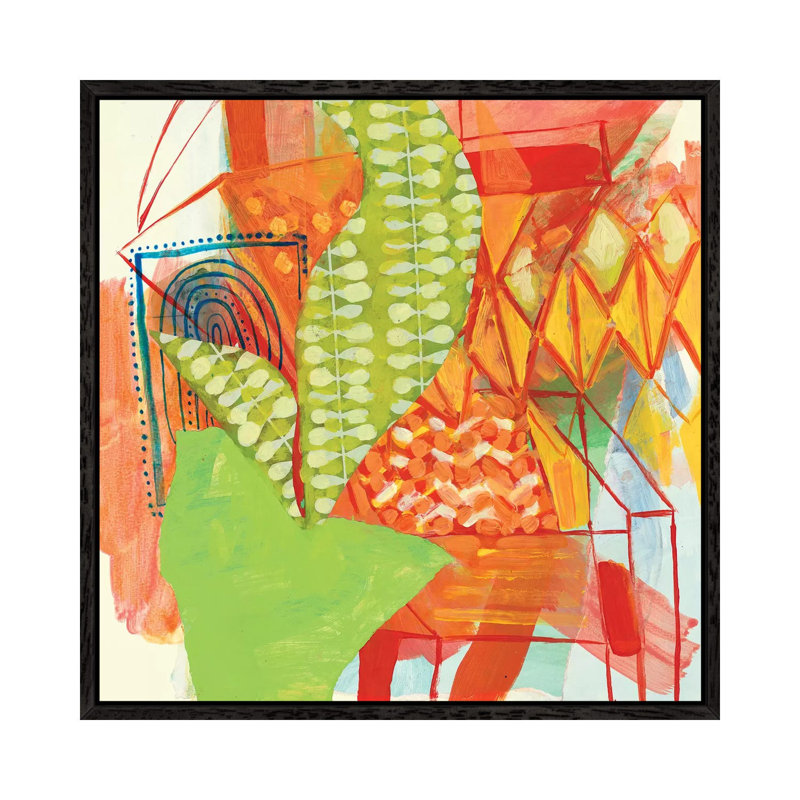 Orange Chair With Potted Plant And Beach Towel by Pamela Staker - Painting on Canvas, Black Framed, 45.72 cm H x 45.72 cm W