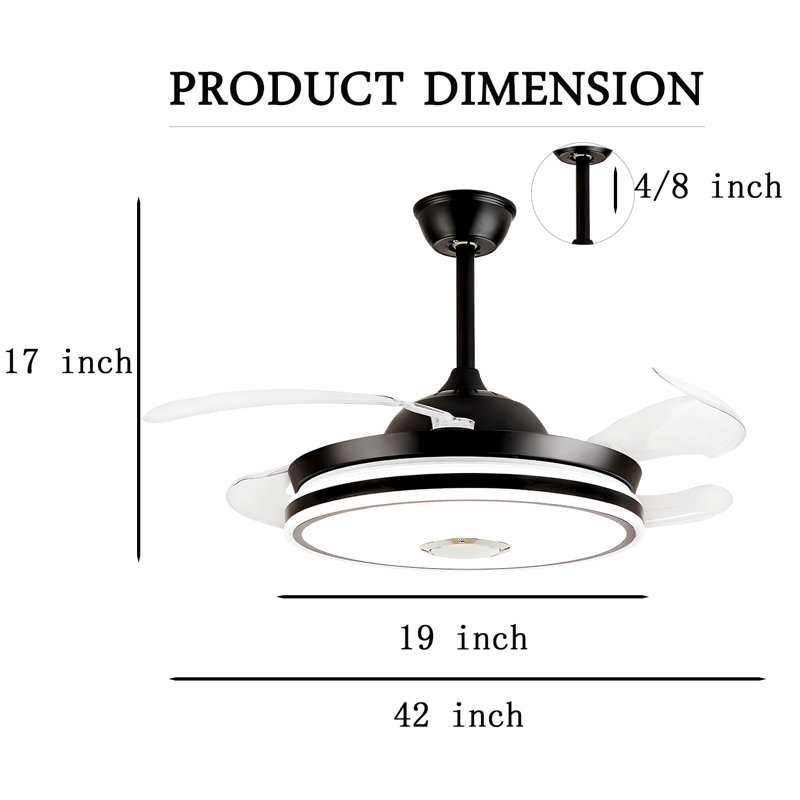 Kadesia 42'' Ceiling Fan with LED Lights and retractable fans