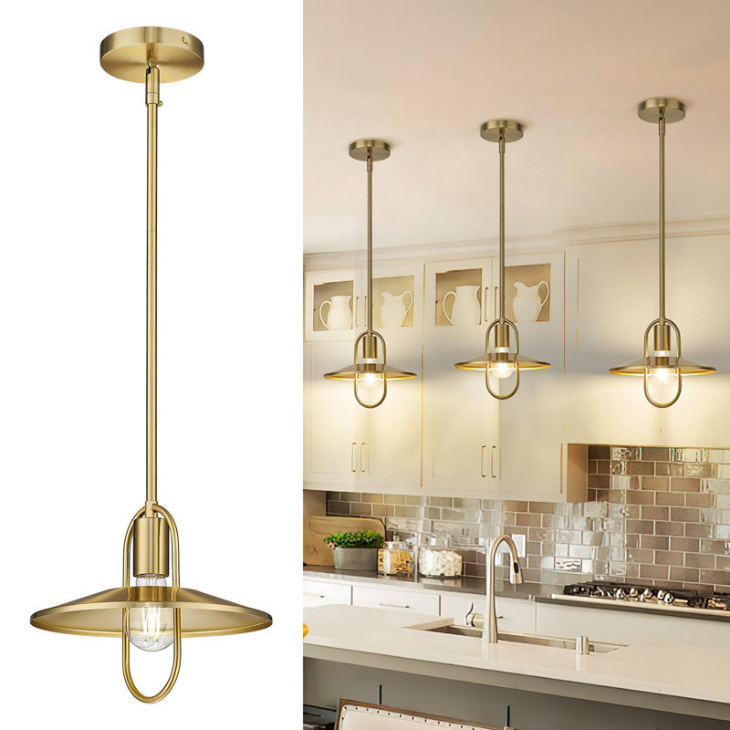 Luminaire suspendu moderne à intensité variable 1 lumière 10 ", Doré