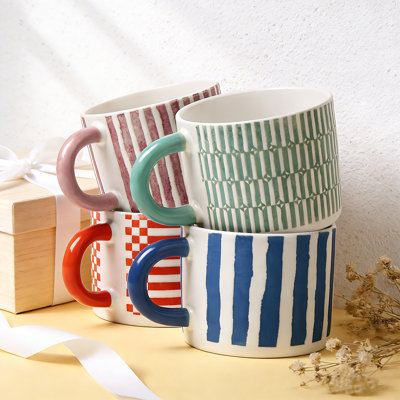  4 Piece 14 Oz Stoneware Coffee Mugs