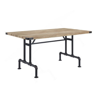 Table de salle à manger chêne et sable noir avec pieds en métal