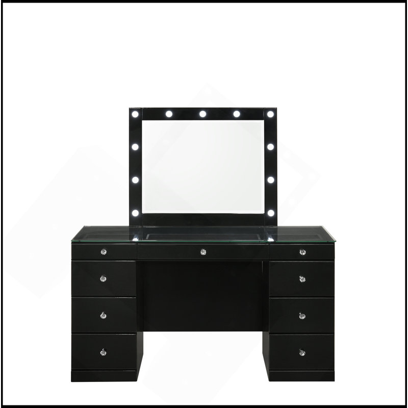 Miroir de salle de bain 1Pc Glam, Noir