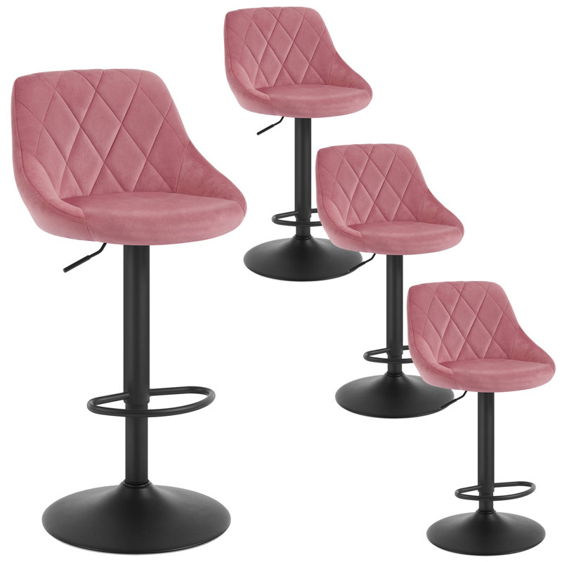 Swivel Yes Bar Stool with Steel Frame, Pink