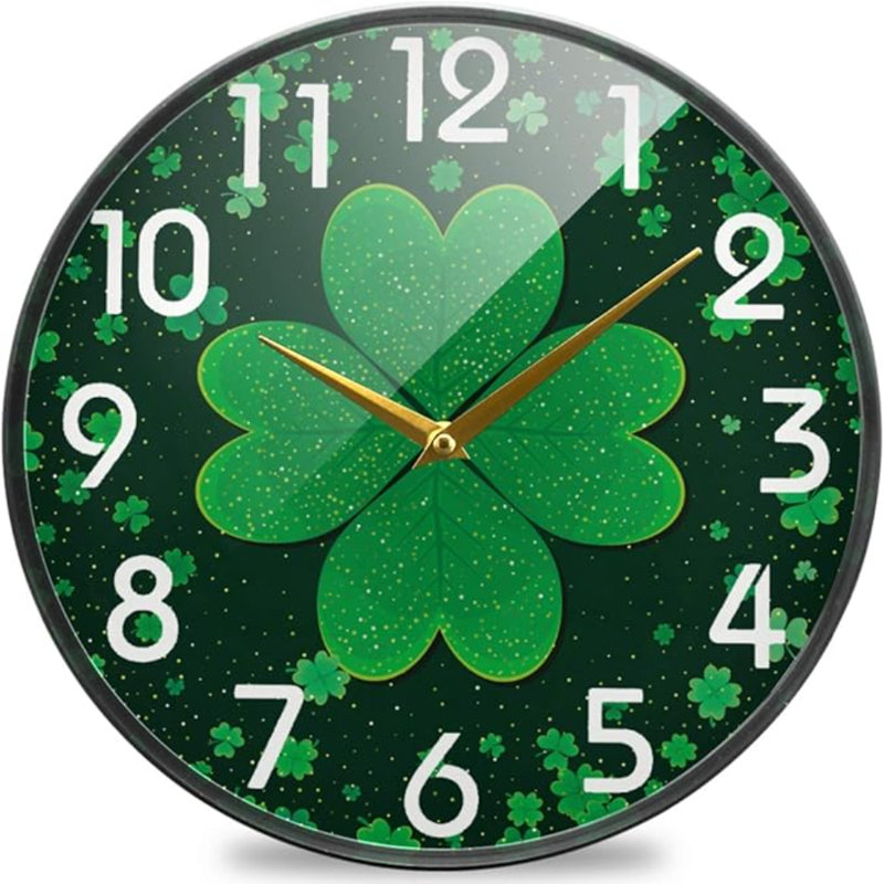 Horloge murale Naanle Vintage St. Patrick's Day Shamrock