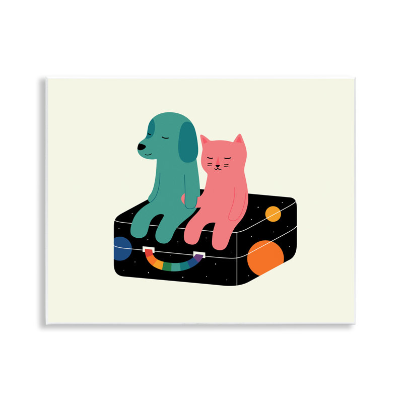 Chat et chien sur une valise, art mural par Andy Westface