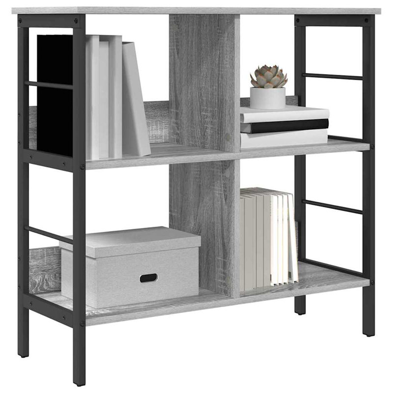 82 cm W Steel Etagere Bookcase, (2 Shelves) 79cm. H x 82cm. W x 32cm. D, Grey Sonoma