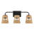 Moonlit Three Lights Wall Sconce With Rattan Shade, Bathroom Lighting Fixtures Over Mirror