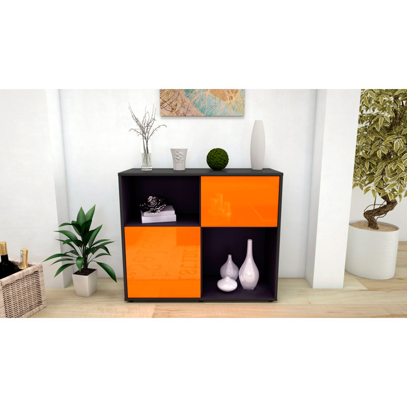 Ramsell 92cm Sideboard, Anthracite/High-gloss orange