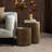 2-Piece Teardrop Drum Wood Side Tables Set in Walnut Finish