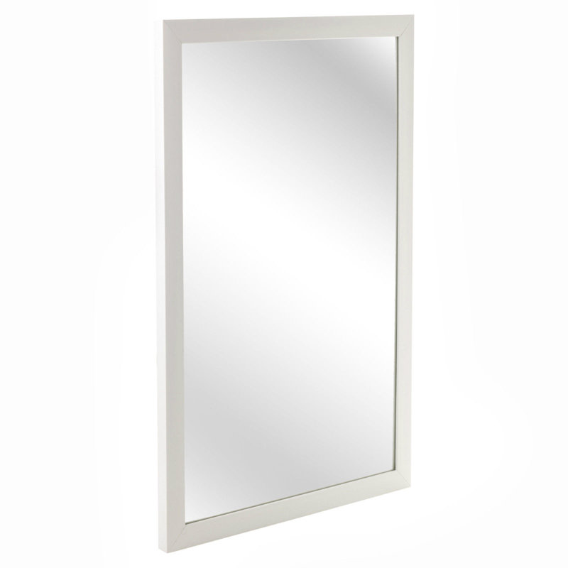 Wood Flat Wall Mirror, White