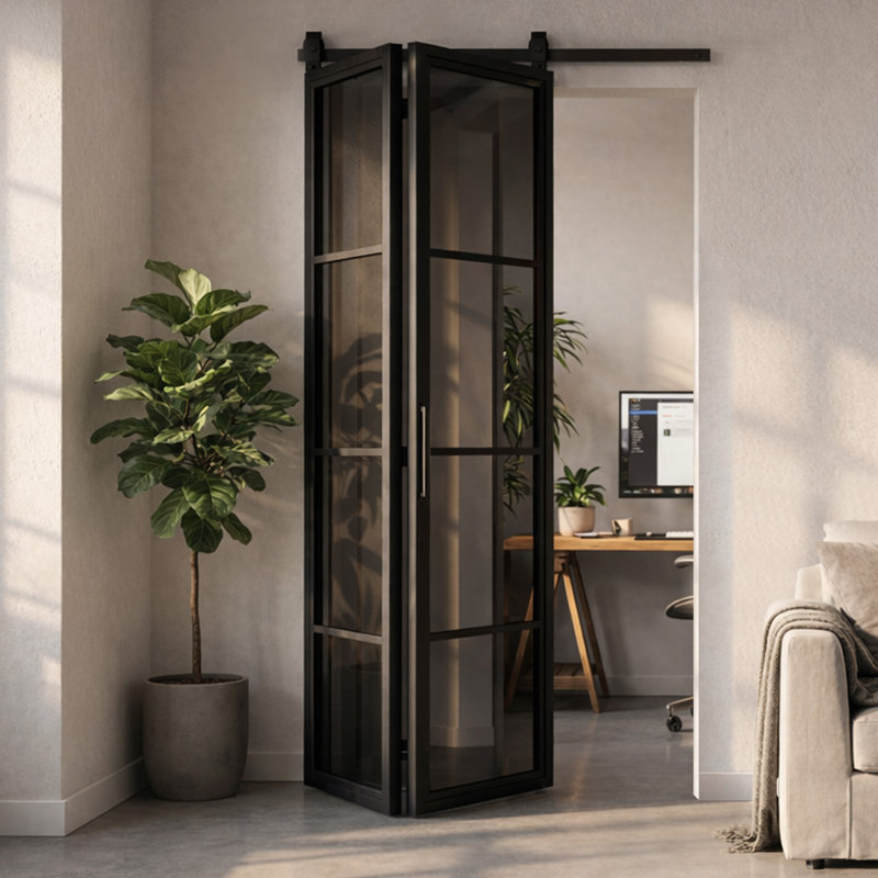 Double Bi-Fold Door With Smoked Glass, Reversible, 1